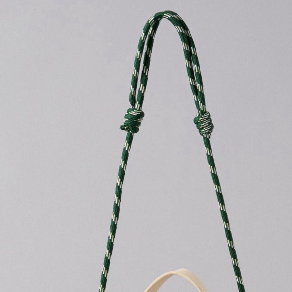Cream Woven Hand + Shoulder Bag with Cream or Green Adjustable Strap NEW! - Picture 5 of 14
